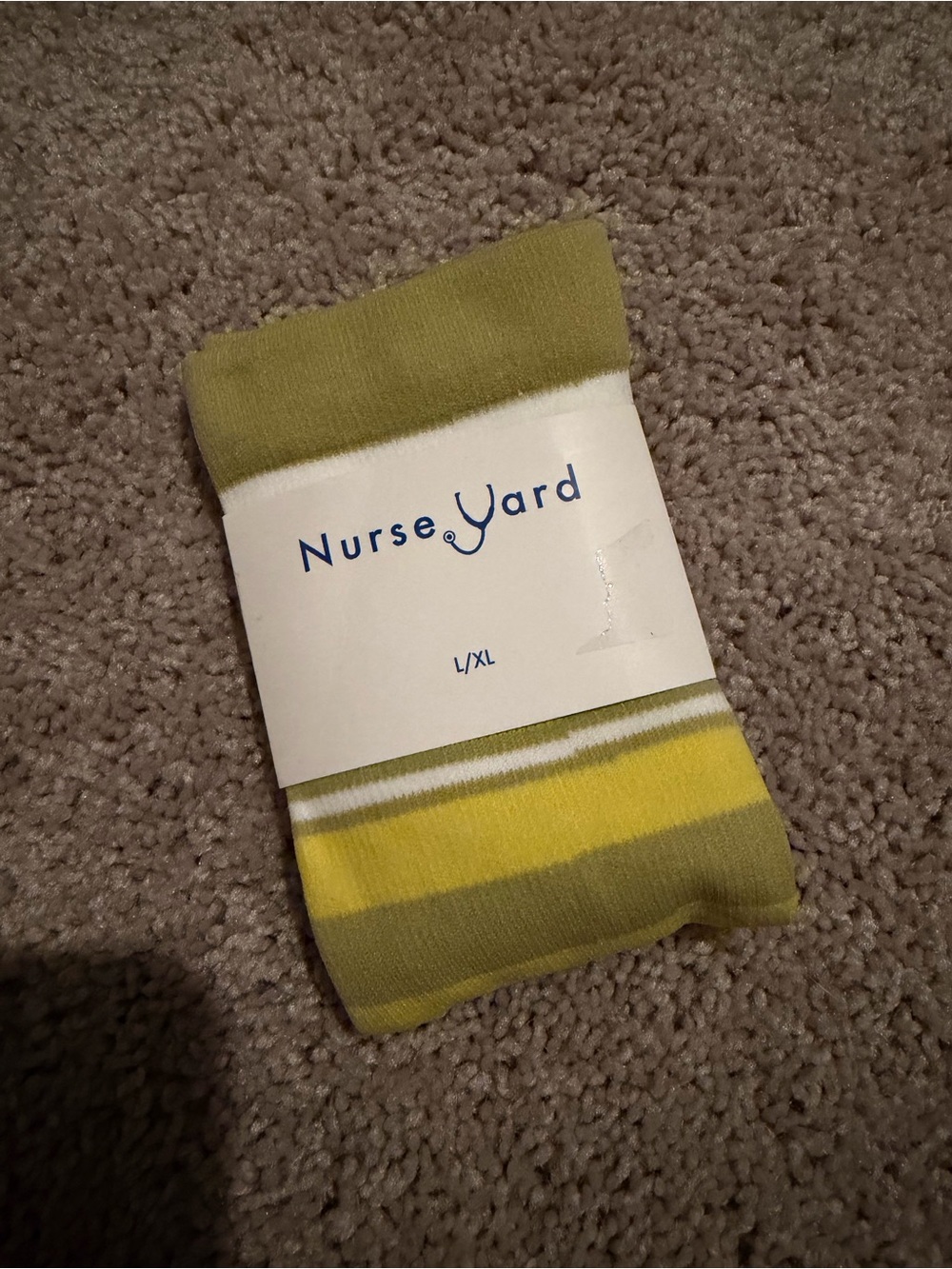 Women's Olive and Yellow Striped Socks - L/XL